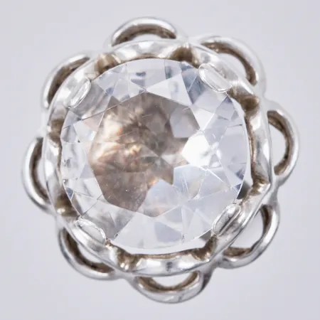 Ring med bergskristall, stl: 17, bredd: ca 4-22mm, Design Karl Erik Palmberg, Alton, år 1973, 925/1000, silver Vikt: 9,4 g