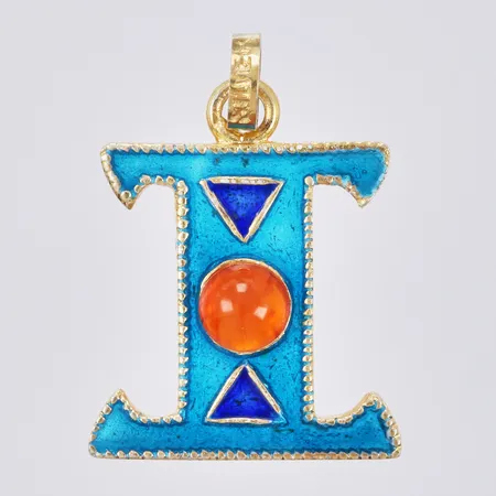 Hänge med emalj & förgyllt silver, längd ca 21mm, bredd ca 18mm, silver Vikt: 1,6 g