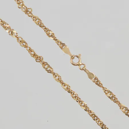 Halskedja, Singapore, 45cm, bredd:2mm, 14K 2,6g.