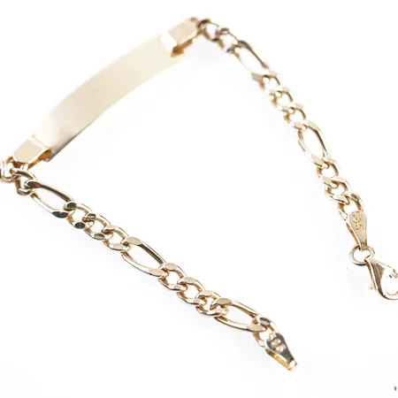 Armband m platta, 16,5cm, bredd 6mm, 14k Vikt: 4,2 g