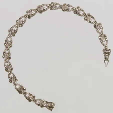 Armband med markasiter, 17,5cm, bredd:6,3mm, Silver 830/1000, 10,6g.