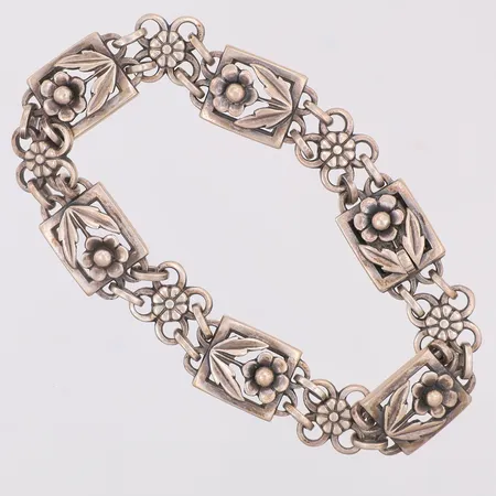 Armband blommor 19cm, 11,6mm, Guldvaruaktiebolaget G. Dahlgren & Co AB, kattfot 830/1000 silver  Vikt: 22,3 g