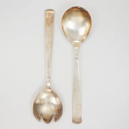 Serveringsbestick, sked + gaffel, 210cm, modell Rosenholm, GAB år 2000, Silver 830/1000  Vikt: 127 g