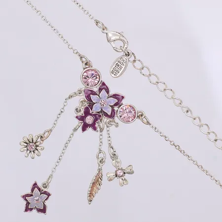 Collier Pilgrim 45-48,5cm, emalj, lila stenar, metall 