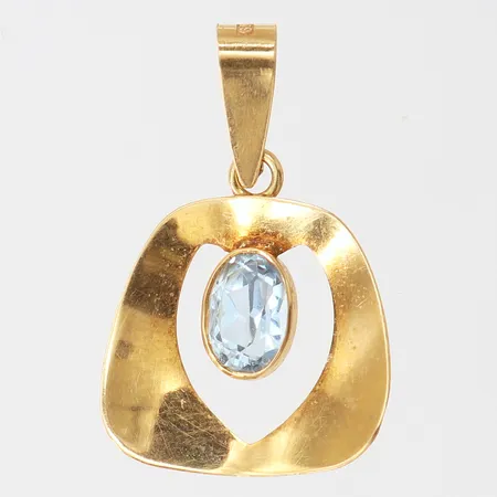 Hänge med blå sten, 25x16mm ink ögla, 18K. Vikt: 1,1 g