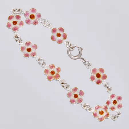 Armband med emalj längd ca 15cm, bredd ca 2-8m, 925/1000 silver Vikt: 4,5 g