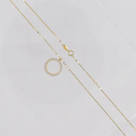 Kedja Ankar, 41-44cm, hänge med vita stenar, Ø 15mm, 18K Vikt: 1,7 g