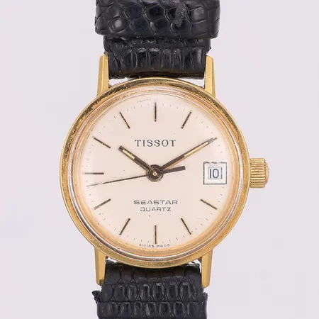 Damur Tissot Seastar Ø22,8mm 18K quartz, står still, gravyr, slitet läderband