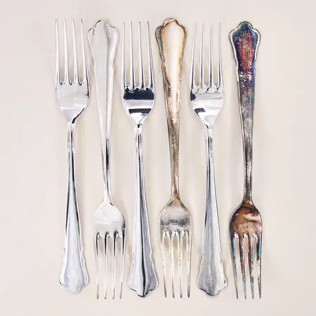 Matgafflar 6st, modell Disa, längd 20,3cm, GAB, silver 830/1000 Vikt: 307,9 g