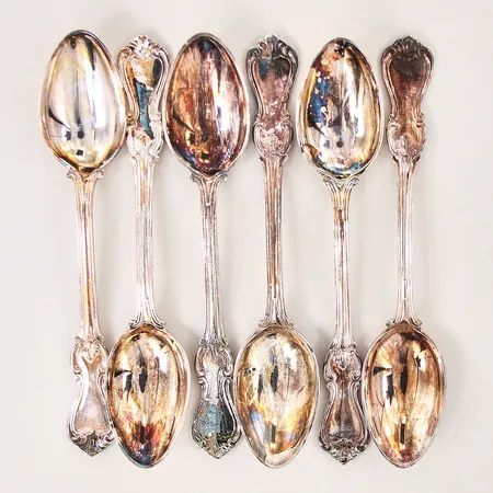 Kaffeskedar 6st, modell Olga, längd 12,3cm, GAB, silver 830/1000 Vikt: 95,3 g