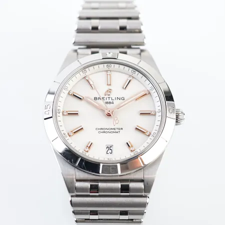 Breitling Chronomat Automatic 36 stål. Ref: A10380 serie nr: 6520052,  box & cert, kompletta länkbitar