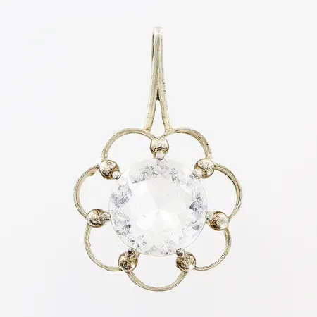 Hänge Alton 40x26mm, vit sten Ø13mm, silver 925/1000. Vikt: 8 g