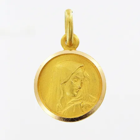 Hänge, Jungfru Maria, Ø11mm, 18K.  Vikt: 1,1 g