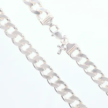 Kedja manglad Pansar hänge  silver 925/1000, längd 52cm, bredd 13mm,  Vikt: 133 g