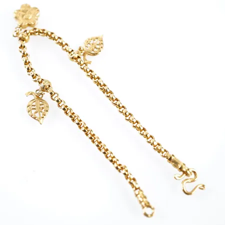 Armband m 3 berlocker, 16,5cm, bredd 3mm, 21k Vikt: 7,6 g