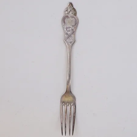 Gaffel, längd 16cm, tyska stämplar, personlig gravyr, 800/1000 silver Vikt: 27,4 g