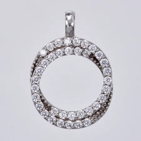 Hänge med vita stenar GHA längd: ca 2,5cm, bredd: ca 18mm, 925/1000 silver Vikt: 2,3 g