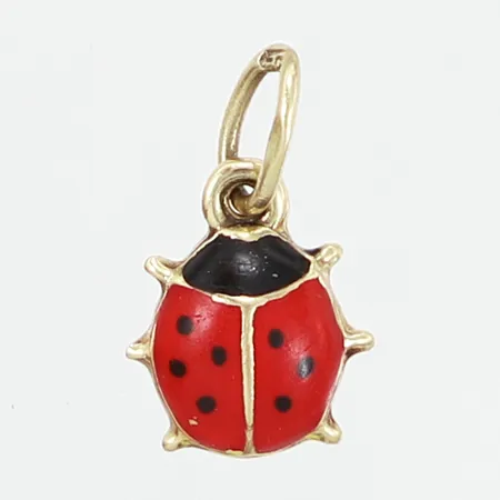 Hänge nyckelpiga med emaljdetaljer, längd: 13mm inklusive ögla, 14K Vikt: 0,4 g