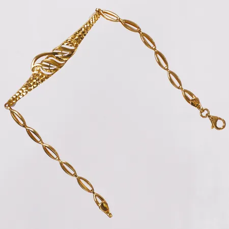 Armband platta, dekor, ca 18,5cm, bredd 3,6-10mm, 21K Vikt: 6,5 g