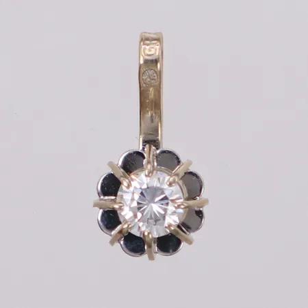 Hänge med diamant 1 x ca. 0,16ct, längd 10mm, GFAB, vitguld, 18K Vikt: 0,4 g