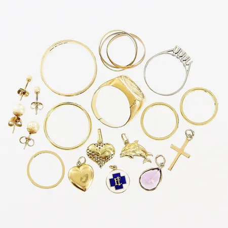 Diverse guld, defekter, gravyrer, 18K Vikt: 53,6 g