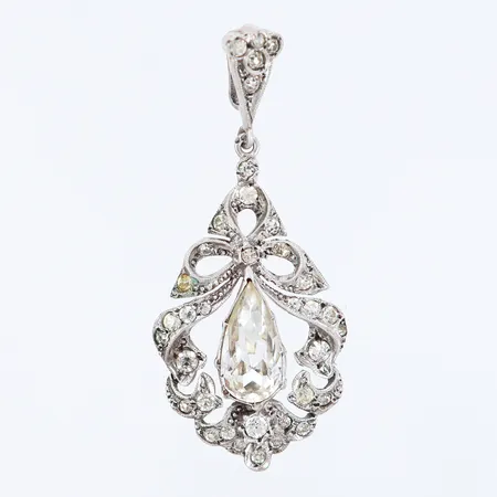 Hänge med vita stenar, 50x20mm, silver 830/1000 Vikt: 7,9 g