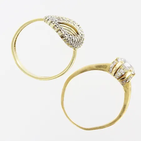 2 ringar, stenar, defekter, 14K.  Vikt: 4,9 g