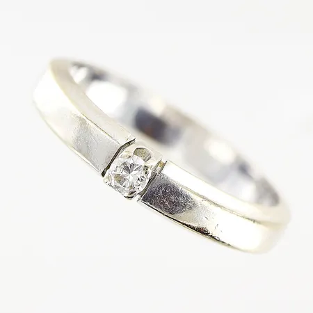 Ring diamant ca 0,07ct stl 17¼, bredd 3mm, 14K Vikt: 3,6 g