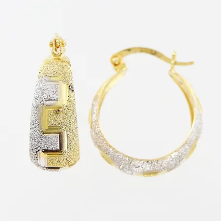 Ett par örhängen 22mm, vit/gululd, 14K Vikt: 3,3 g