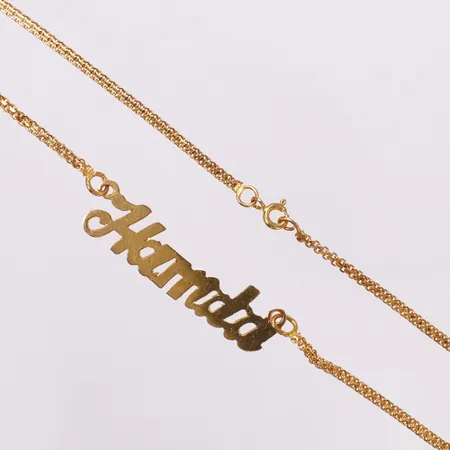 Collier namnhänge Hamda, 39,5cm, buckliga länkar, 21K  Vikt: 7,6 g
