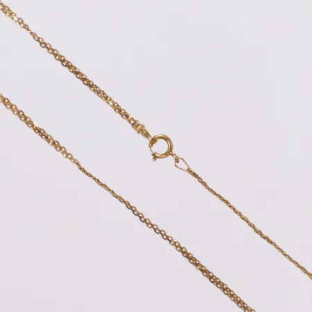 Kedja X-länk, 44cm, bredd 1,4mm, skeva länkar, defekt lås, 21K  Vikt: 2,1 g