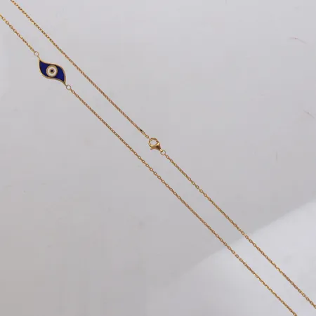 Collier med integrerat hänge/ öga, emaljdetaljer, skador, 47cm, 21K  Vikt: 4,4 g