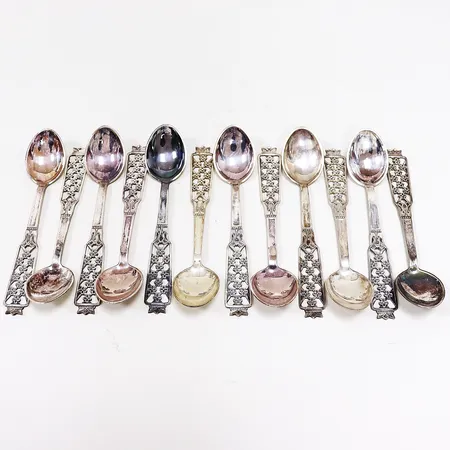 12 kaffeskedar Princess, 120mm, etui, Ceson, silver 830/1000. Vikt: 160,8 g