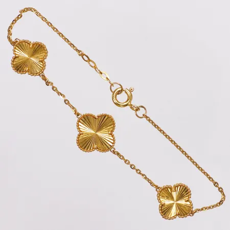 Armband fyrklöver, ca 18cm, bredd 1,3-13mm, OBS! ej märkesdesign, 21K Vikt: 5 g