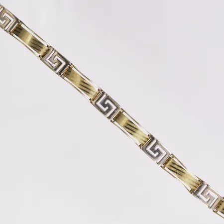 Armband meandermönster, 21cm, bredd 8mm, tvåfärgad, hårrester, 18K  Vikt: 20,2 g