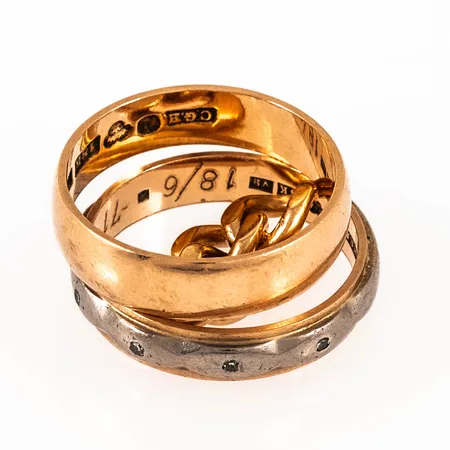 Diverse defekt / graverat guld 18K 10,1g. 