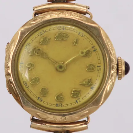 Damur, 14K, manuell, defekt går ej, länk i doublé, inga övriga tillbehör Vikt: 0 g