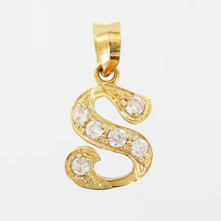 Hänge bokstaven S, 10x20mm, 21K Vikt: 1 g