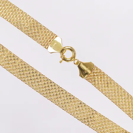 Collier X-länk, 46,5cm, bredd 10mm, skev, 21K  Vikt: 15,6 g