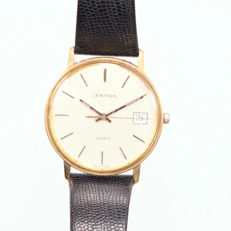 Herrur Certina quarz går ej, Ø33,5mm, gravyr, 14k  Vikt: 0 g