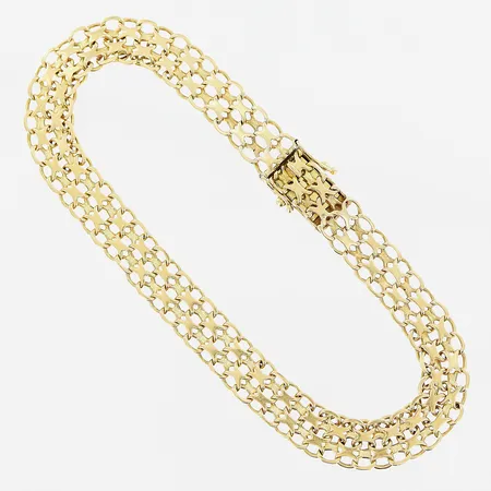 Armband X-länk 19,5cm, bredd 7,5mm, skeva länkbitar, 18K Vikt: 10,1 g
