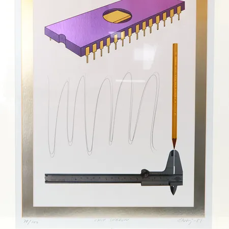 Tavla av Sture Johannesson, Chip Shadow, affisch, signerad och daterad -81, numrerad 78/100, bildmått ca 40x54cm, rammått ca 55,5x71cm. Skickas med postpaket.