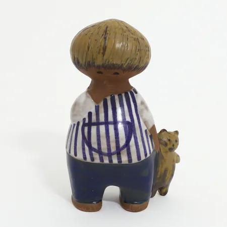 Figurin Lisa Larson "Malin" ur serien "Larsons ungar", Gustavsberg 1962-1979, stämplad Malin, Gustavsberg B, höjd 18 cm