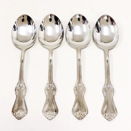 4 dessertskedar Olga, 160mm, GAB, etui, silver 830/1000. Vikt: 138,5 g