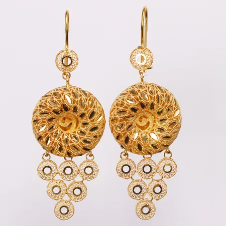 Ett par örhängen genombrutet mönster, 75x25mm, 21K  Vikt: 14 g