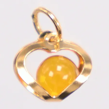Hänge hjärta citrin månadssten november, längd 11,9mm, bredd 8,9mm, 18K Vikt: 0,6 g
