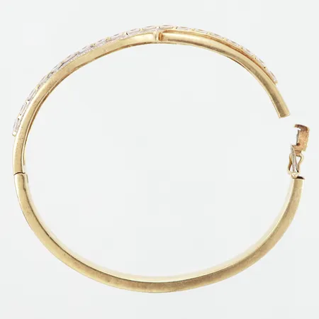Armband stelt med vita stenar  inre omkrets 17cm, bredd: 6-9mm, defekt lås, bucklor, 14K Vikt: 15,2 g