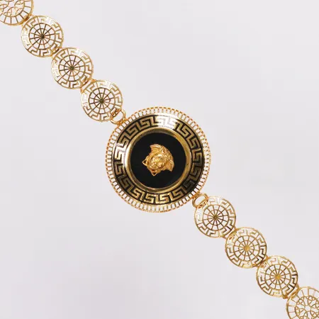 Armband Medusa, svarta dekor, ca 19-22cm, bredd 11-29mm, OBS! ej märkesdesign, 21K  Vikt: 14,8 g