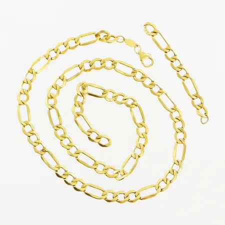 Kedja Figaro 55cm, defekt länk, extra länkbit 7cm medföljer, 21K Vikt: 22,3 g