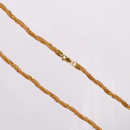 Collier Rävsvans & kullänkar, 61cm, bredd 4mm, 21K  Vikt: 35,8 g